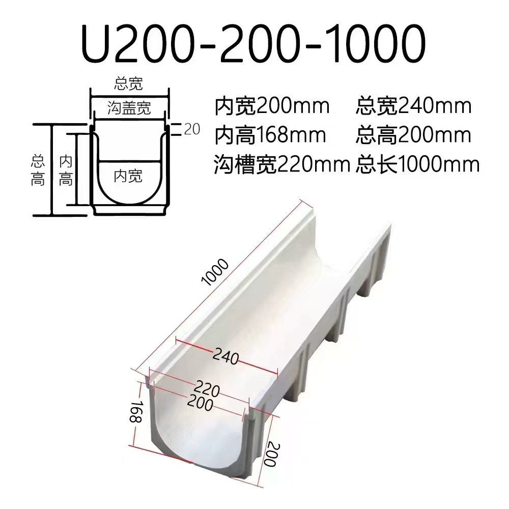 包头市U型树脂排水槽